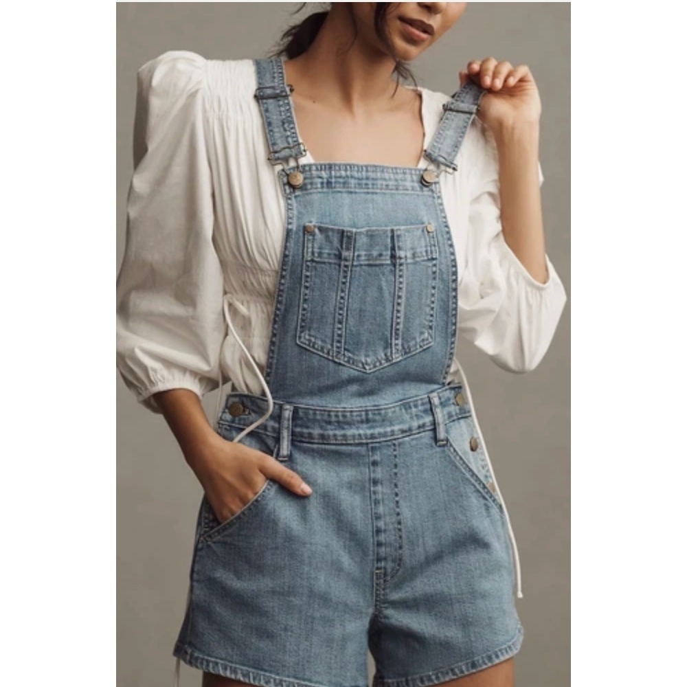 Anthropologie Pilcro Women's Denim Shortalls Light Wash Size 27
